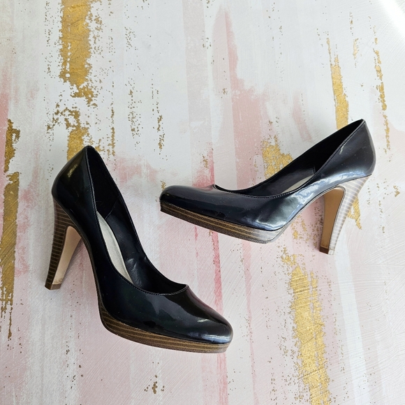 FIONI Women's Black Patent Faux Leather High Heel Stiletto Platform Pumps 7.5 - Picture 11 of 16